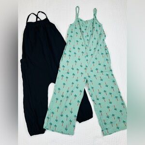 Hanna Andersson Stem Cotton Gauze Jumpsuit Spaghetti Strap LOT of 2 Bundle SZ 6